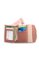 Pink Leatherette Organizer Credit Card Envelope Wallet