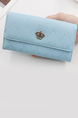 Blue Leatherette Credit Card Photo Holder Envelope Trifold Wallet