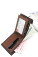 Brown Leatherette Credit Card Photo Holder Bifold Men Wallet