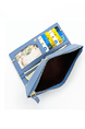 Blue Leatherette Credit Card Photo Holder Clutch Wallet