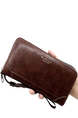 Brown Leatherette Credit Card Photo Holder Clutch Wallet