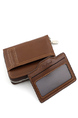 Brown Leatherette Credit Card Photo Holder Coin Purse Men Wallet