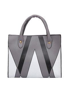 Grey Black and White Leather Triangle Printed Portable Shoulder Hand Women Bag