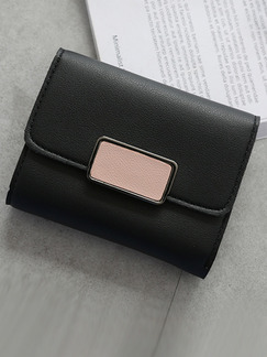 Black Leather Three Fold Contrast Linking Wallet