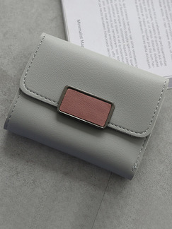 Grey Leather Three Fold Contrast Linking Wallet