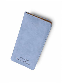 Blue Leather Letter Tassel Two Fold Wallet