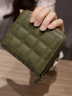 Green Leather Mini Zip-Around  Wallet