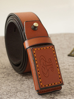 Brown Smooth Buckle Commercial Prevent Allergy Leather Men Belt