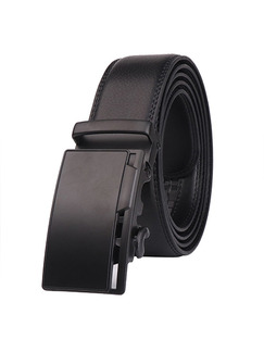 Black Automatic Buckle Commercial Leather Men Belt