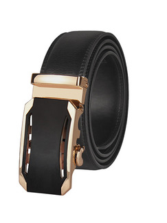 Black Automatic Buckle Commercial  Leather Men Belt