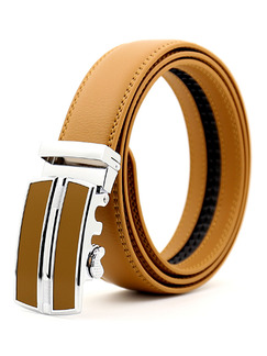 Earth Yellow Automatic Buckle Leather Men Belt