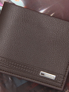 Bison Leather Two-Folds Photo Holder Credit Card Short Men Wallet