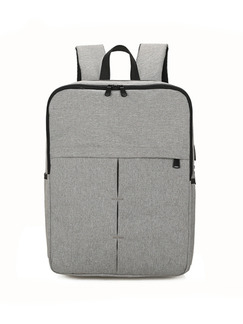 Grey Nylon USB Commercial Travel Backpack Men Bag