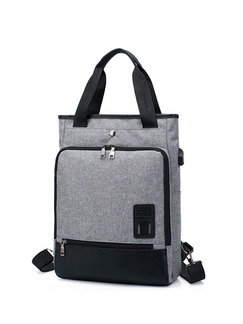 Grey and Black Canvas Multifunction Commercial Causal Backpack Men Bag