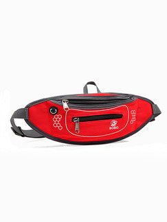 Grey and Red Nylon Outdoor Sports Waterproof Headphone Hole Belt Men Bag