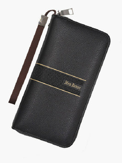 Black Leather Multi-Card Zipper Long Men Wallet