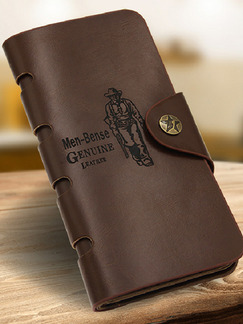 Dark Brown Leather Three-Fold Long Men Wallet