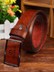 Dark Brown Smooth Buckle  Leather Men Belt 