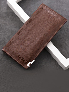Dark Brown Leather Embossing  Long Men Wallet