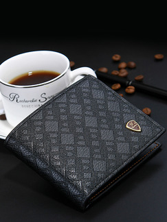 Black Leather Knurling Short Bifold Men Wallet