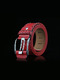 Red Pin Buckle Thread Leather Men Belt 