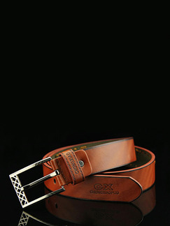 Brown Single Pin Buckle Thread Leather Men Belt