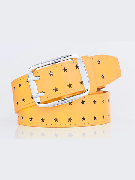 Ginger Double Pin Buckle Cutout Stars Leather Men Belt