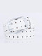 White Double Pin Buckle Cutout Stars Leather Men Belt 