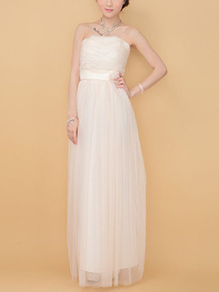 Champagne Strapless Long Gowns Dress for Prom Bridesmaid