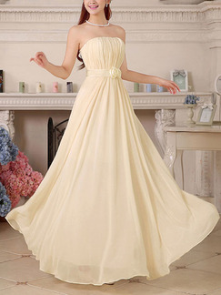 Champagne Strapless Maxi Plus Size Dress for Bridesmaid Prom