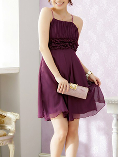 Purple Chiffon Short to Knee Dress for Cocktail Party