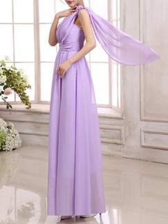 Purple One Shoulder Maxi Dress for Bridesmaid Prom