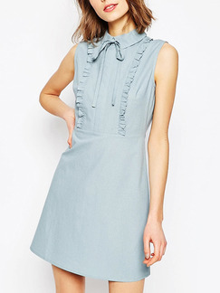 Blue Shift Above Knee Shirt Dress for Casual