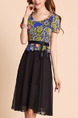 Black and Colorful Fit & Flare Above Knee Plus Size Dress for Casual Party