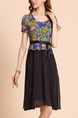 Black and Colorful Fit & Flare Above Knee Plus Size Dress for Casual Party