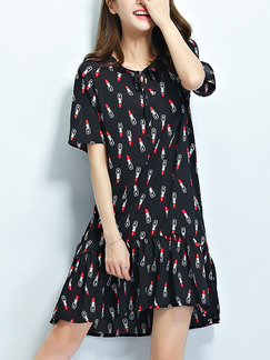 Black Shift Above Knee Dress for Casual Party