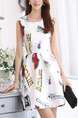 White Colorful Fit & Flare Above Knee Plus Size Dress for Casual Evening Party