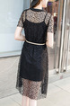 Black Shift Knee Length Lace Dress for Casual Evening