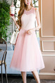 Pink Fit & Flare Knee Length Plus Size Cute Dress for Casual Evening