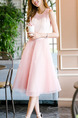 Pink Fit & Flare Knee Length Plus Size Cute Dress for Casual Evening