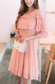 Pink Fit & Flare Above Knee Plus Size Cute Dress for Casual Party Evening
