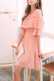 Pink Fit & Flare Above Knee Plus Size Cute Dress for Casual Party Evening