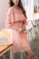 Pink Fit & Flare Above Knee Plus Size Cute Dress for Casual Party Evening