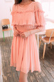 Pink Fit & Flare Above Knee Plus Size Cute Dress for Casual Party Evening