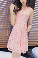 Pink Polkadot Fit & Flare Above Knee Plus Size Cute Dress for Casual Party Evening