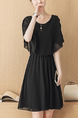 Black Fit & Flare Above Knee Plus Size Dress for Casual Party Evening
