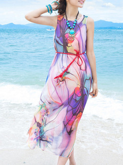 Colorful Maxi Plus Size Dress for Casual Beach