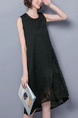 Black Shift Knee Length Plus Size Dress for Casual Evening Party