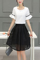 Black and White Fit & Flare Knee Length Plus Size Dress for Casual Party Evening