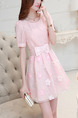 Pink Fit & Flare Above Knee Plus Size Floral Cute Dress for Casual Party Evening